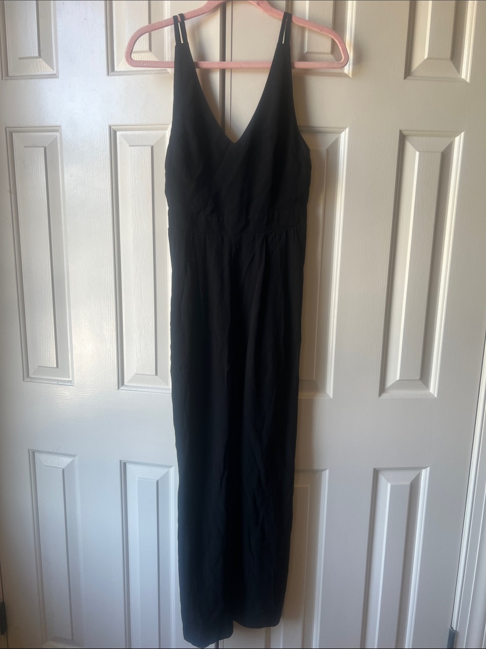 Madewell Black V-Neck Double-Strap Wide-Leg Jumpsuit